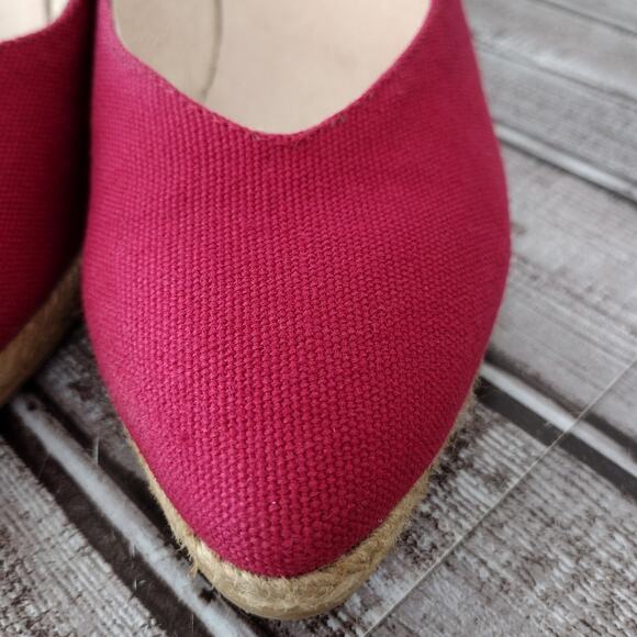 Viscata EUC Berry Red Espadrille Almond-Toe Wedge Shoes Heels Women's EU 38 US 7 - Picture 5 of 12